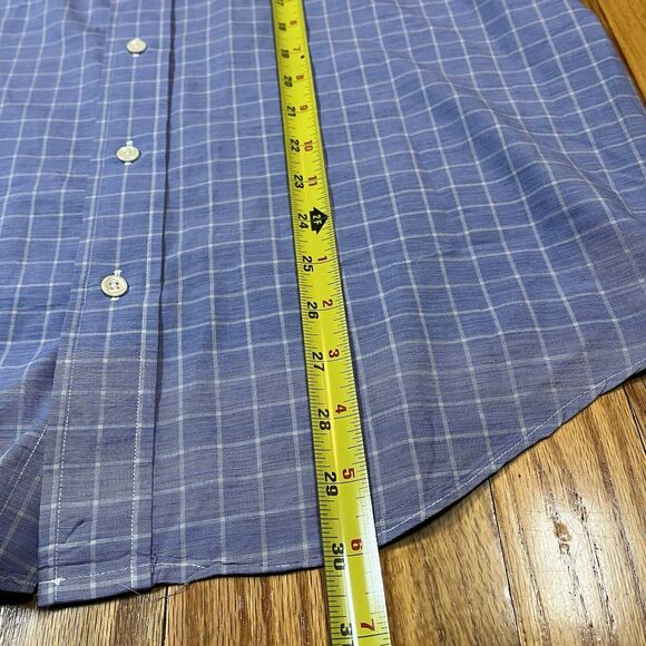 Burberrys Of London Shirt Mens 16-32 Blue Check Striped Vintage Made In USA - Picture 2 of 9